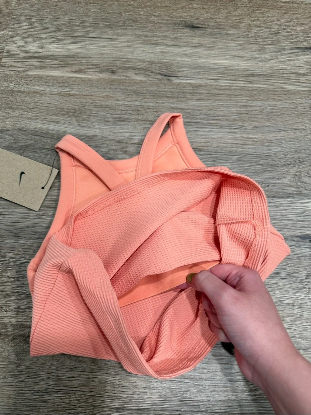 Nike Girls' Peach Racerback Tank with White Swoosh